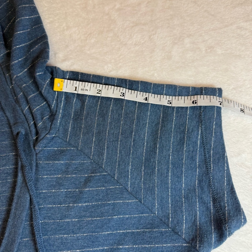 Maurices Blue and Silver Striped Short Sleeve Hoodie with Pockets - Picture 6 of 9